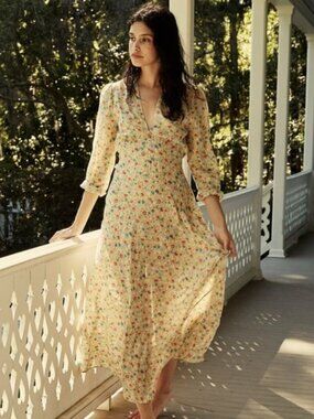 Doen Charleston Dress in Tasha Garden Print Yellow Floral Size XL‎